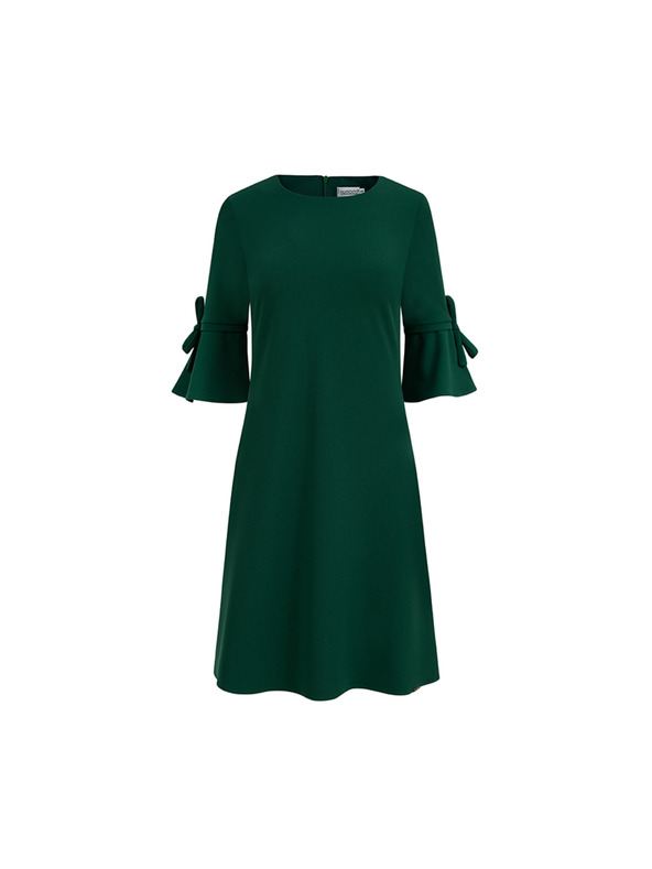 numoco NEVA Rochie trapez cu fundă - verde închis