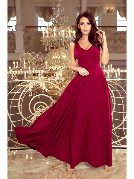 numoco CINDY rochie lungă cu decolteu - burgund