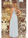 numoco LEA rochie lungă cu decolteu brodat - culoare argintie