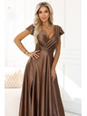 numoco CRYSTAL rochie lungă din satin cu decolteu - mousse de ciocolată
