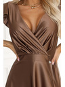 numoco CRYSTAL rochie lungă din satin cu decolteu - mousse de ciocolată