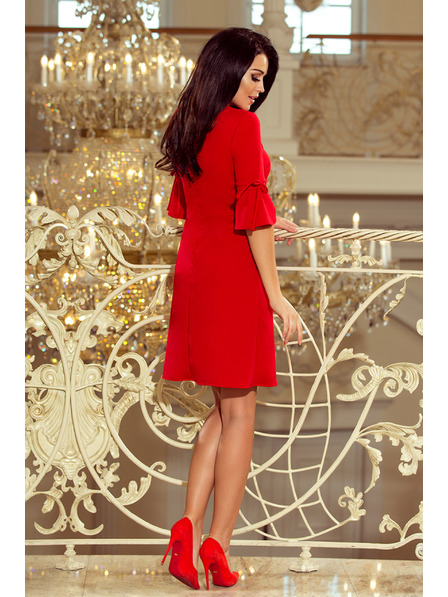 numoco NEVA Rochie trapezoidală cu fundă - roșie