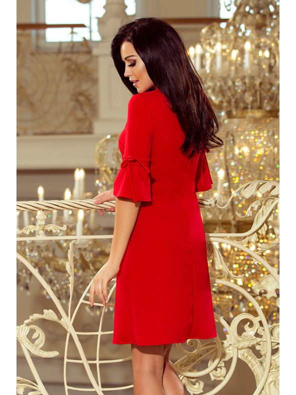 numoco NEVA Rochie trapezoidală cu fundă - roșie