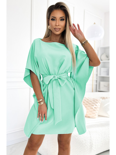 numoco SOFIA Rochie fluture pentru femei cu centură în talie - mentă