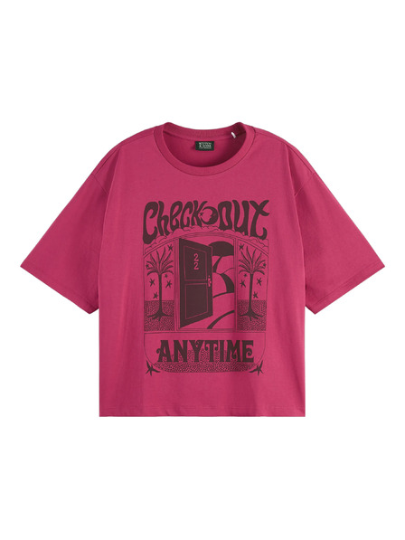 Scotch & Soda Tricou roz închis pentru femei Scotch & Soda