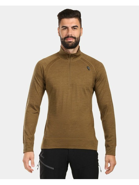 Kilpi Tricou termic cu mânecă lungă din MERINO WOOL pentru bărbați Kilpi JAGER-M Maro