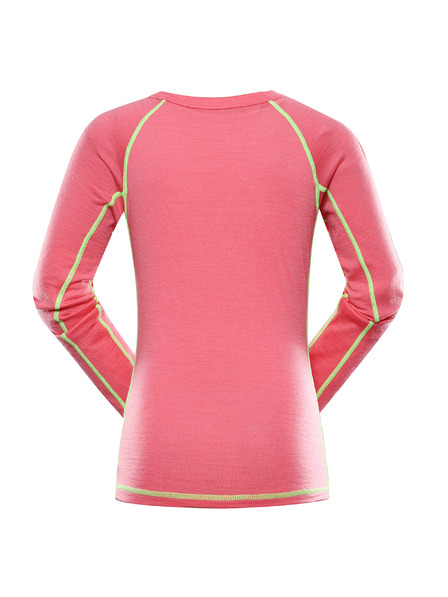 ALPINE PRO Tricou copii din lână merino ALPINE PRO MERENO camellia rose