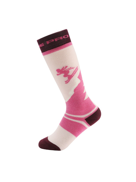 ALPINE PRO Șosete de schi pentru copii din lână merino ALPINE PRO SKYRO mov deschis