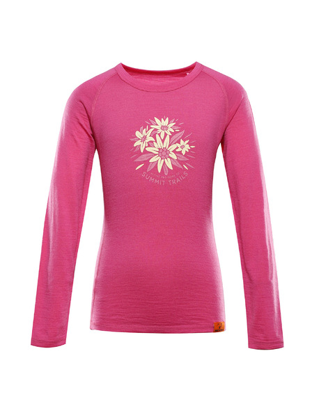 ALPINE PRO Tricou merino pentru copii ALPINE PRO MERENO fuchsia fedora varianta pb