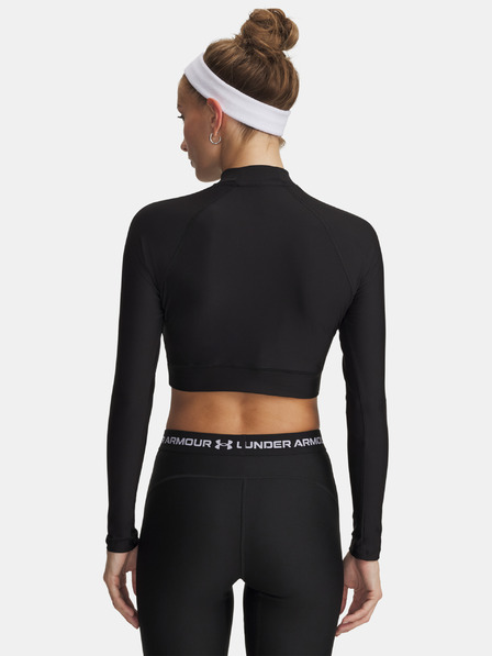 Under Armour Tricou damă Under Armour HeatGear Crop Mock LS-BLK