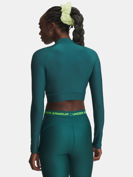 Under Armour Tricou damă Under Armour HeatGear Crop Mock LS-GRN
