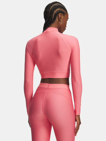 Under Armour Tricou damă Under Armour HeatGear Crop Mock LS-PNK
