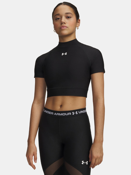 Under Armour Tricou damă Under Armour HeatGear Crop Mock SS-BLK