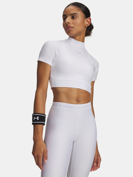Under Armour Tricou damă Under Armour HeatGear Crop Mock SS-WHT