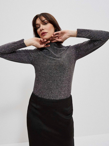 Moodo Bluză neagră de damă cu fir metalic Moodo