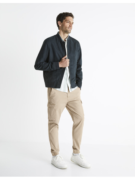 Celio Bomber albastru închis pentru bărbați, finisaj din piele întoarsă Celio Budain