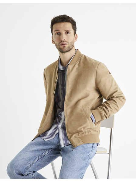 Celio Bomber pentru bărbați maro deschis din piele de căprioară Celio Budain