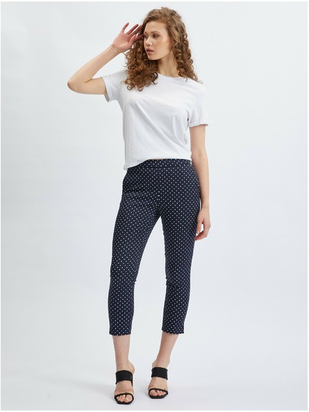 Orsay Pantaloni trei sferturi de damă albastru închis cu buline ORSAY