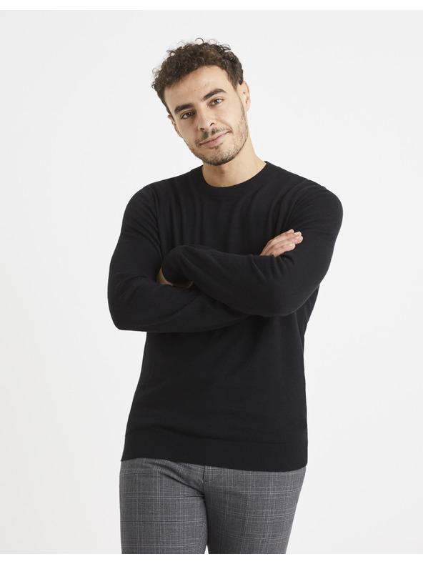 Celio Pulover basic negru pentru bărbați Celio