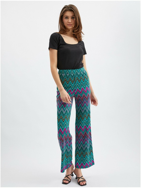 Orsay Pantaloni de damă cu model roz-verde ORSAY