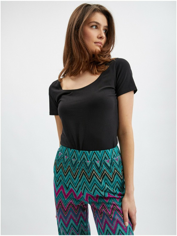 Orsay Pantaloni de damă cu model roz-verde ORSAY