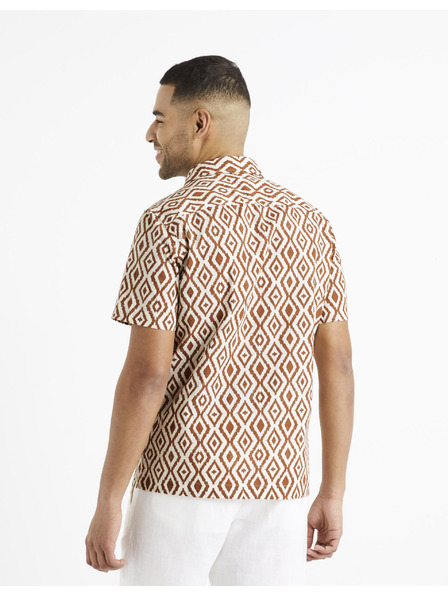 Celio Cămașă cu model pentru bărbați maro și crem Celio Daprint