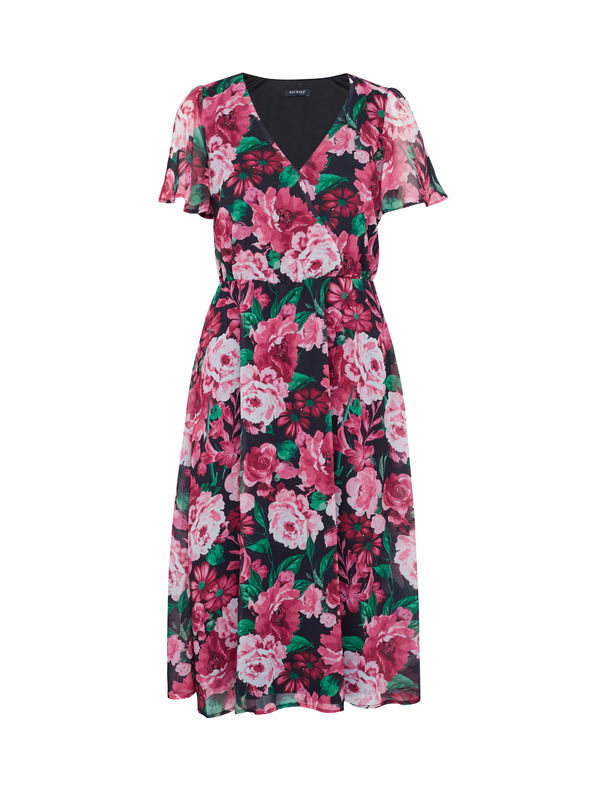 Orsay Rochie florala damă neagră și roz ORSAY