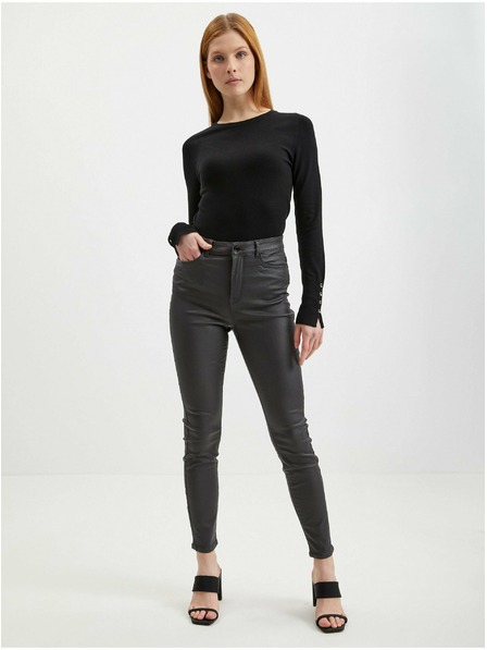 Orsay Pantaloni gri din imitație de piele pentru femei ORSAY