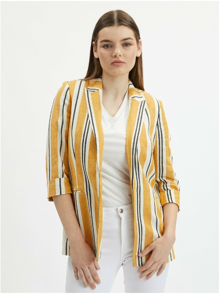 Orsay Jachetă de in cu dungi portocalii pentru femei ORSAY