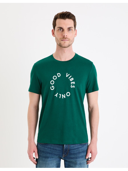 Celio Tricou verde închis pentru bărbați Celio Gecircu