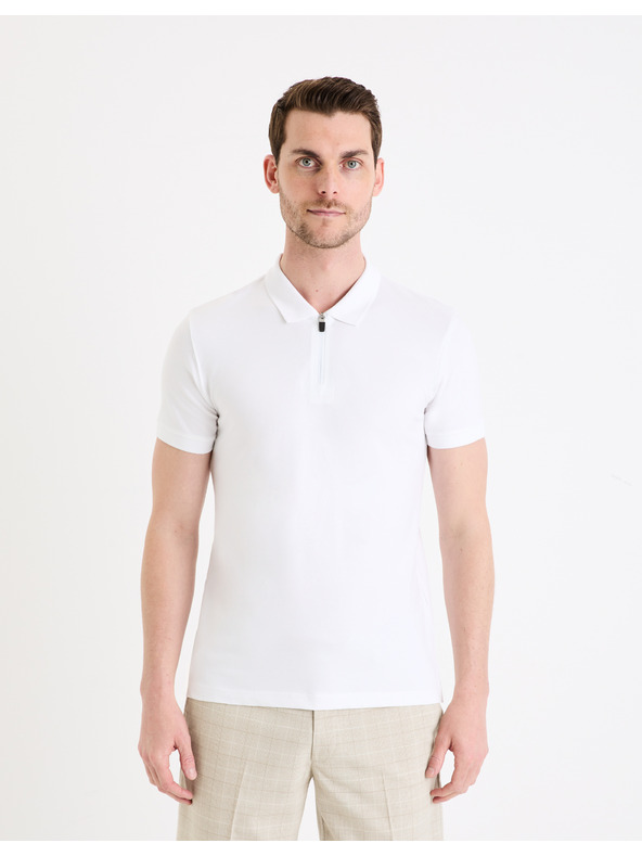Celio Tricou polo basic alb pentru bărbați Celio Gebenoit