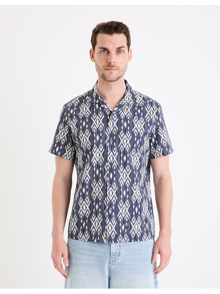 Celio Cămașă albă și albastră cu model, cu mânecă scurtă, pentru bărbați Celio Gakat