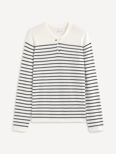 Celio Pulover bărbătesc cu dungi albastre și albe Celio