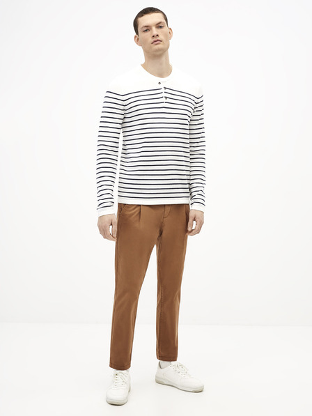 Celio Pulover bărbătesc cu dungi albastre și albe Celio