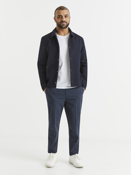 Celio Pantaloni bărbați în carouri albastru închis Celio