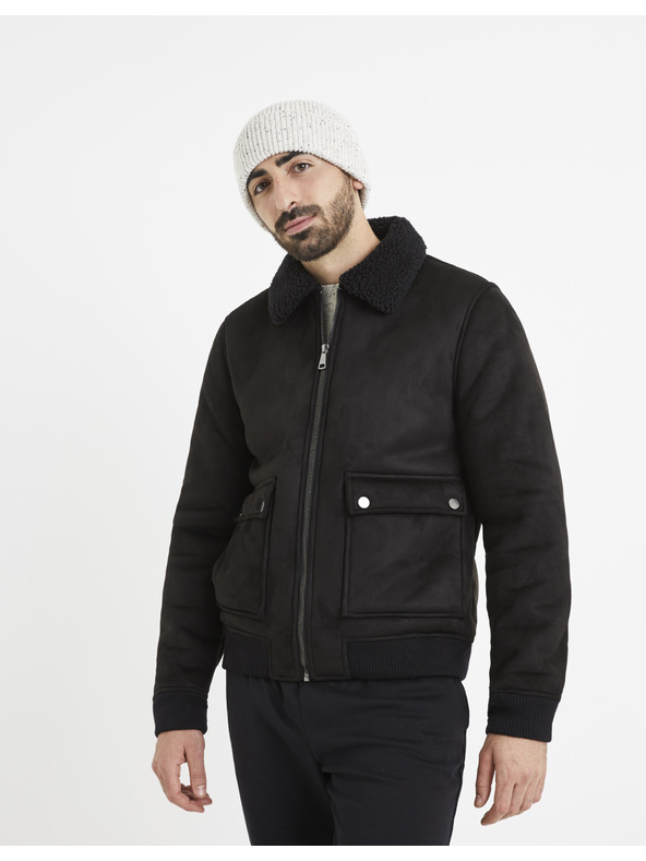 Celio Geacă neagră din blană artificială Celio Vutoronto