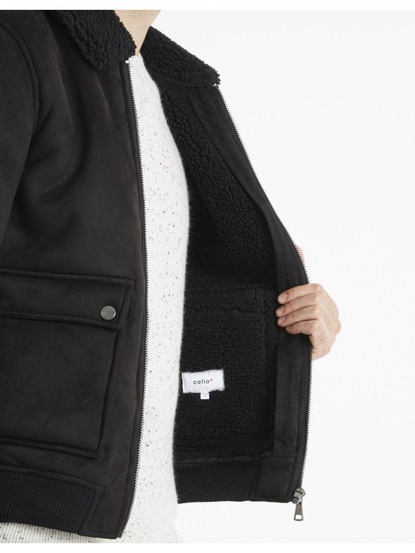 Celio Geacă neagră din blană artificială Celio Vutoronto