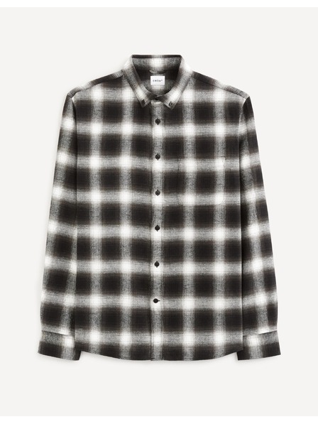 Celio Dark Brown Plaid Shirt Celio Vaflaca