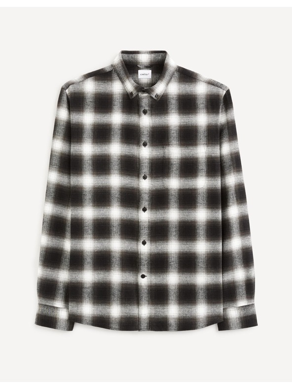 Celio Dark Brown Plaid Shirt Celio Vaflaca