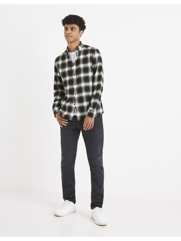 Celio Dark Brown Plaid Shirt Celio Vaflaca
