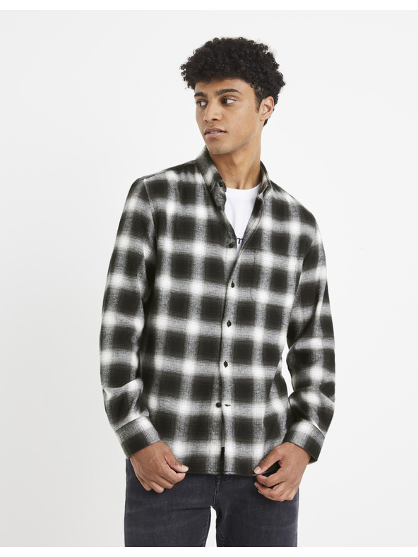 Celio Dark Brown Plaid Shirt Celio Vaflaca