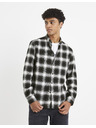 Celio Dark Brown Plaid Shirt Celio Vaflaca