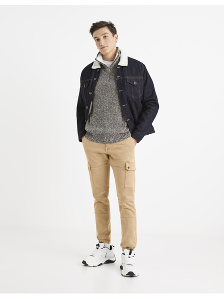 Celio Pulover bărbătesc alb și gri brindle Celio Veviking