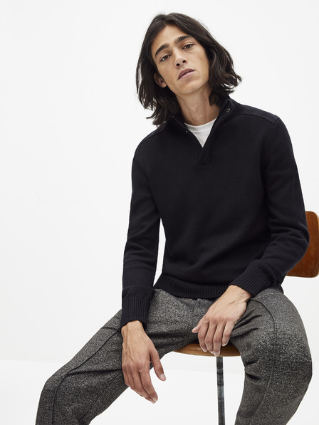 Celio Pulover negru pentru bărbați cu guler înalt Celio Serome