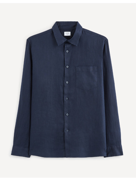 Celio Cămașă din in albastru închis pentru bărbați Celio Baflax