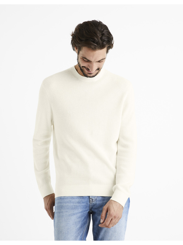 Celio Pulover crem pentru bărbați Celio Cewaffle