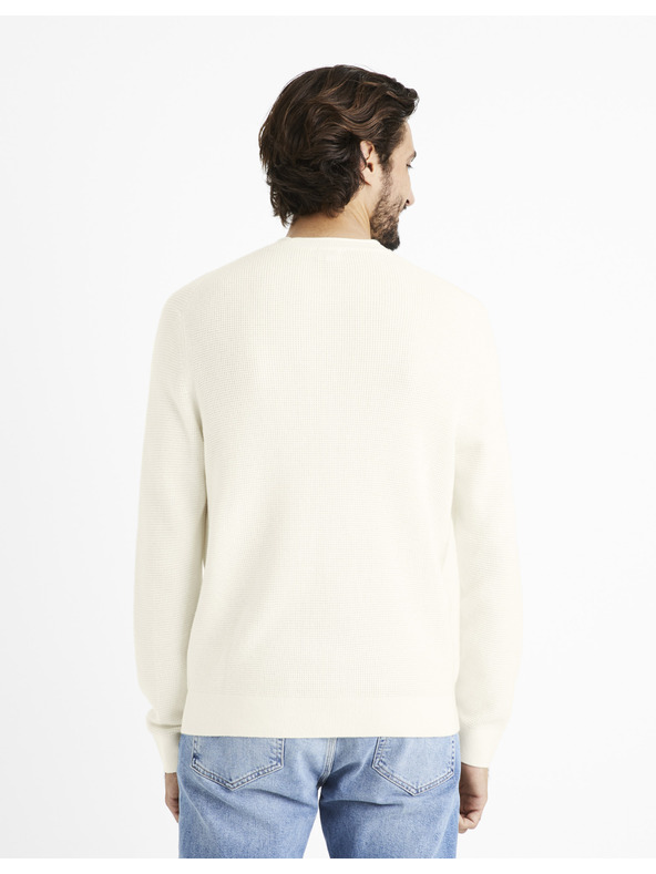 Celio Pulover crem pentru bărbați Celio Cewaffle