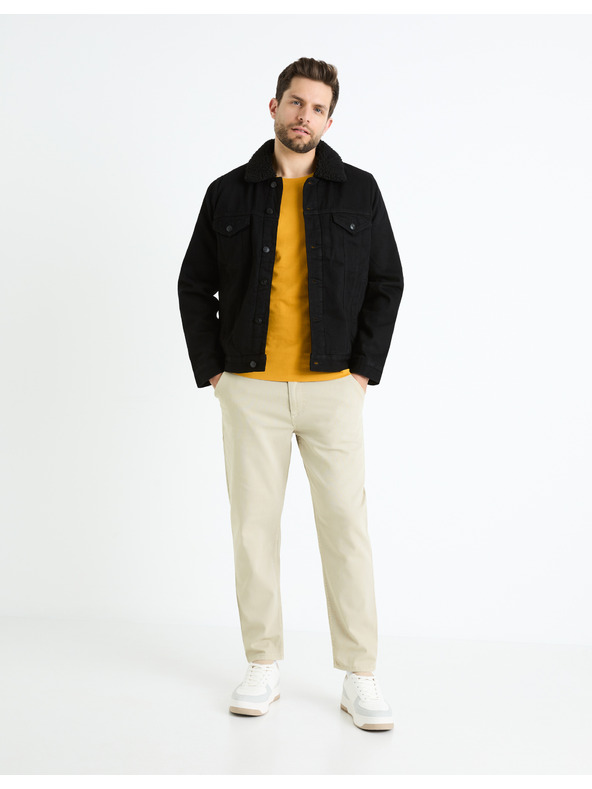 Celio Jachetă bărbătească neagră din denim cu blană Celio Cudensherp