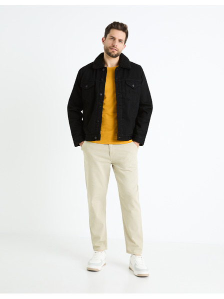 Celio Jachetă bărbătească neagră din denim cu blană Celio Cudensherp