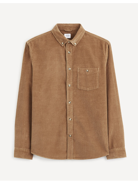 Celio Cămașă maro din catifea pentru bărbați Celio Carduroys